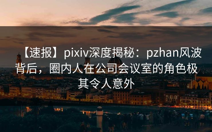 【速报】pixiv深度揭秘：pzhan风波背后，圈内人在公司会议室的角色极其令人意外
