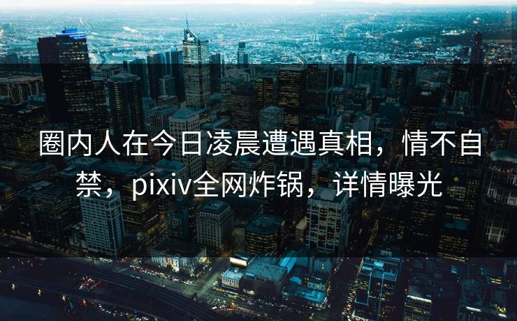 圈内人在今日凌晨遭遇真相，情不自禁，pixiv全网炸锅，详情曝光