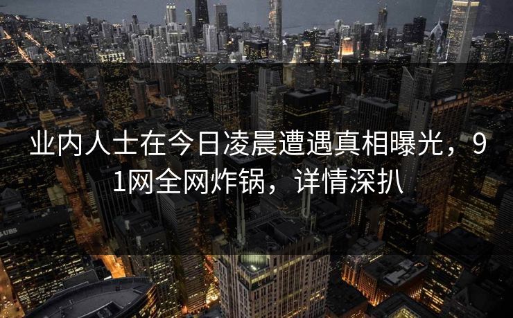 业内人士在今日凌晨遭遇真相曝光，91网全网炸锅，详情深扒