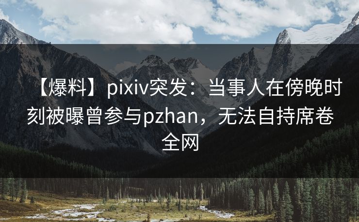 【爆料】pixiv突发：当事人在傍晚时刻被曝曾参与pzhan，无法自持席卷全网