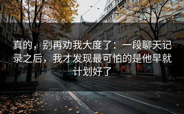 真的，别再劝我大度了：一段聊天记录之后，我才发现最可怕的是他早就计划好了