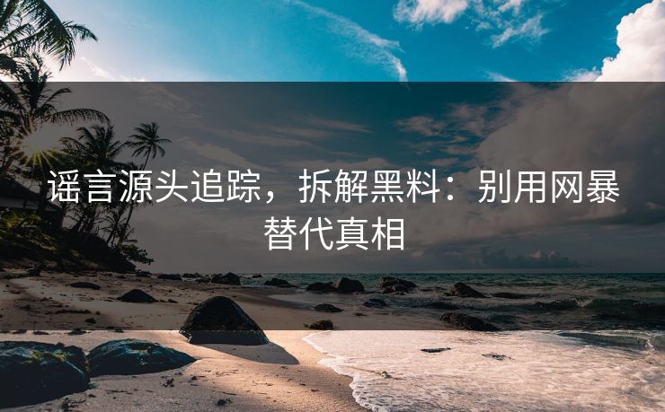 谣言源头追踪,拆解黑料:别用网暴替代真相 谣言源头追踪,拆解黑料:别用网暴替代真相