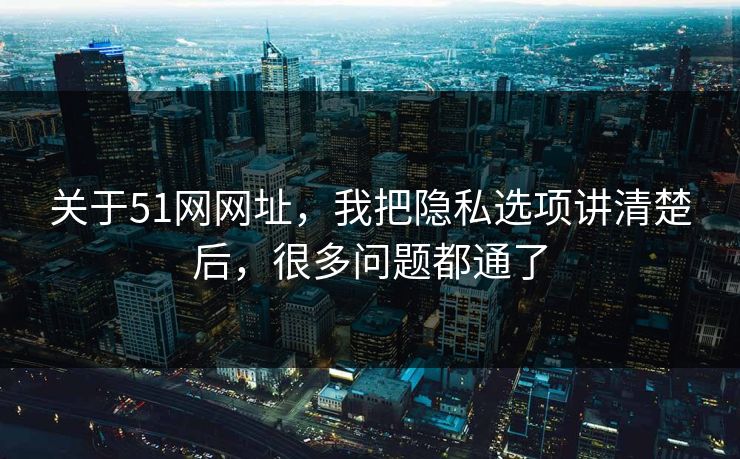 关于51网网址，我把隐私选项讲清楚后，很多问题都通了